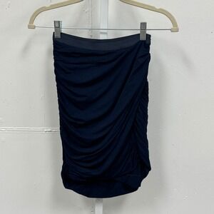 Charlotte‎ Ronson Navy Blue Ruched Mini Skirt Draped Bodycon Size S/M